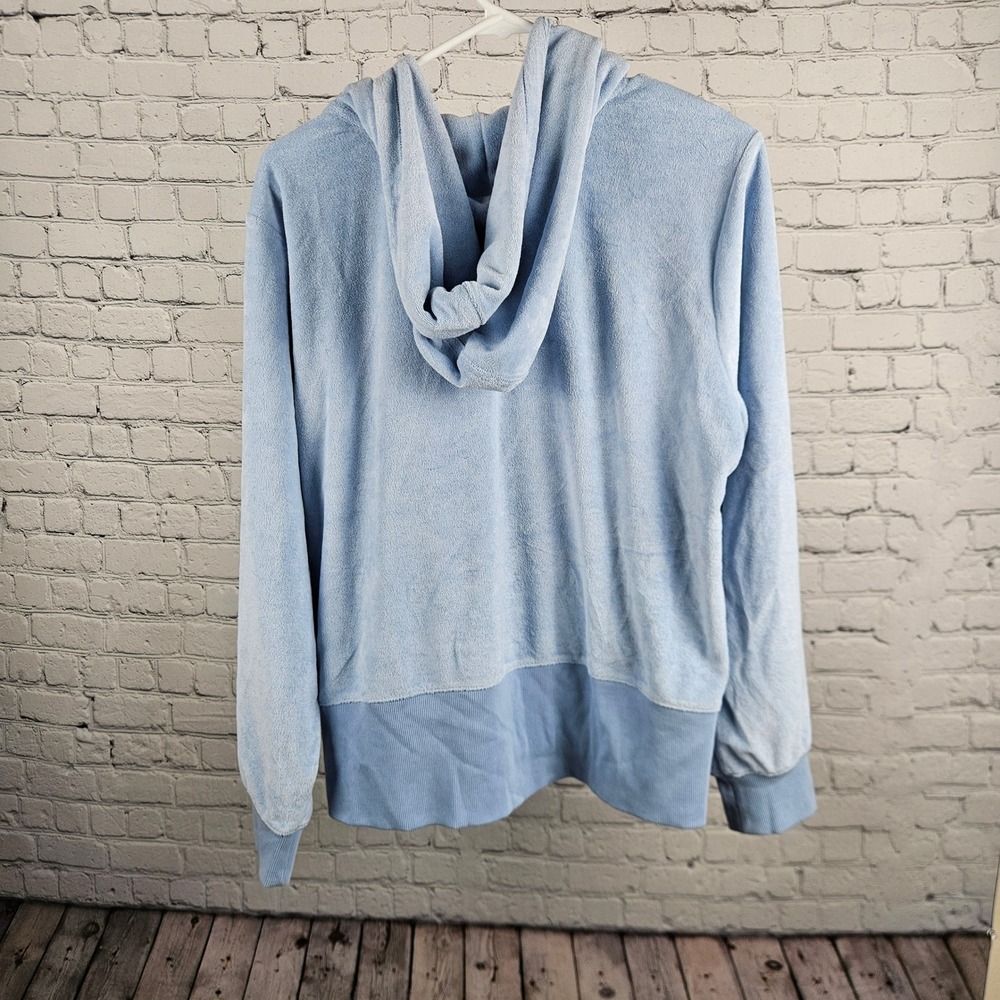 Martha Stewart Signature Light Blue Terry Cloth Full Zip Hoodie Sweater Womens M - Picture 2 of 8
